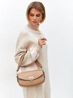 Сумка кожаная на плечо кросс-боди капучино