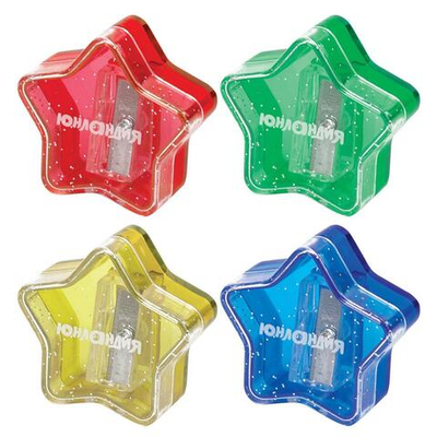 Точилка пластик 1 отв. "Звёздочка" 4цв микс. (Юнландия)