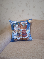 Декоративная гобеленовая наволочка для интерьерной подушки Новый год 47*47