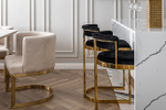 Стул Garda Decor барный, велюр черный, золото 49*55*85 см