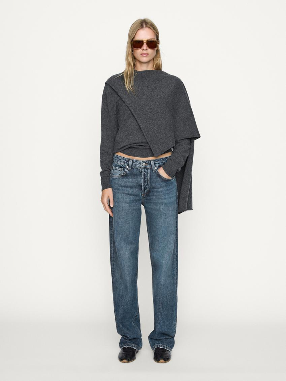 Massimo Dutti Широкие джинсы полной длины со средней посадкой, средний синий