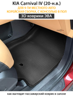 Автомобильные коврики ЭВА для KIA Carnival IV (20-н.в.) для 9-ти местного авто, с консолью в пол