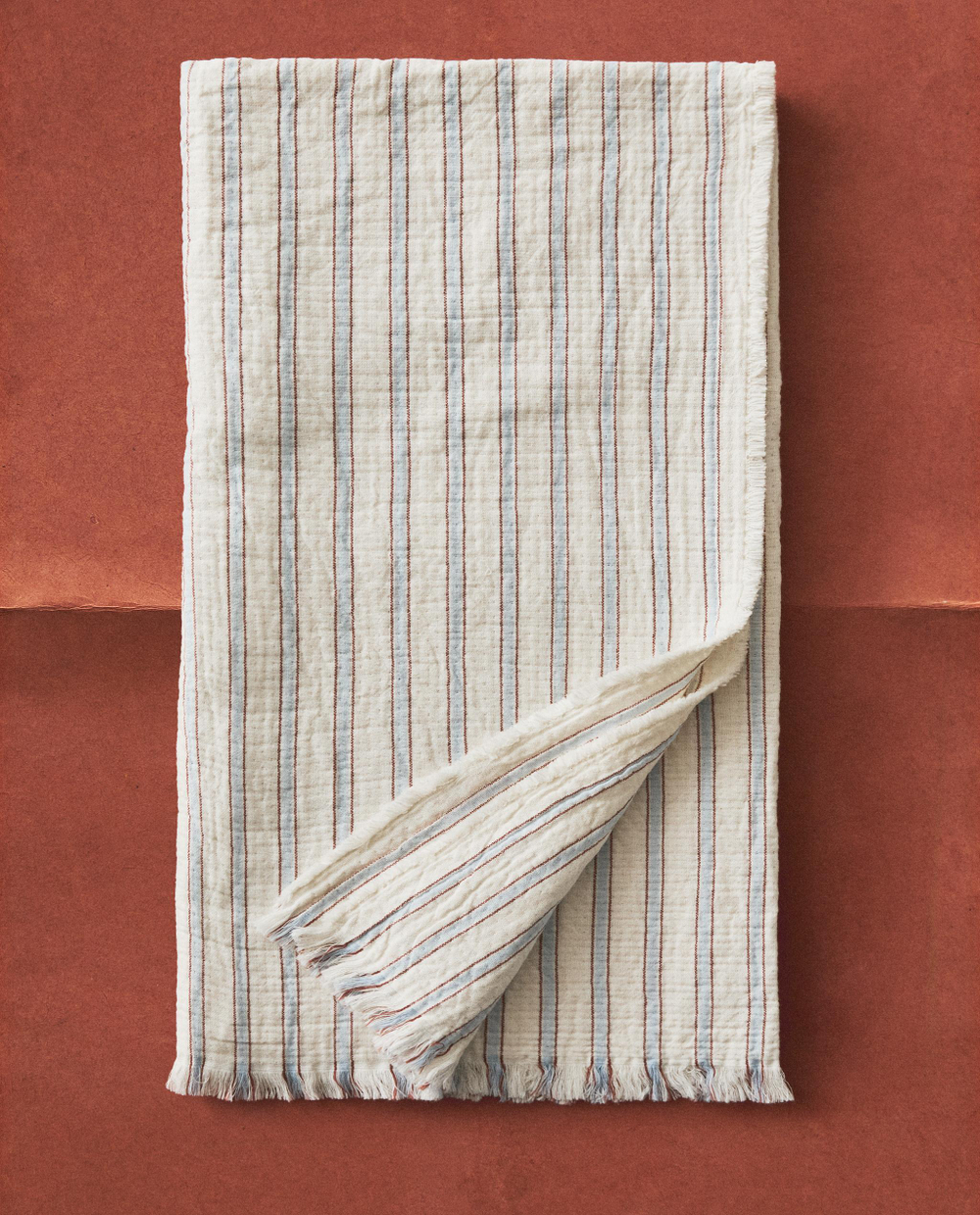 Zara Home плед детский из хлопка, синий, в полоску, 90x120 см