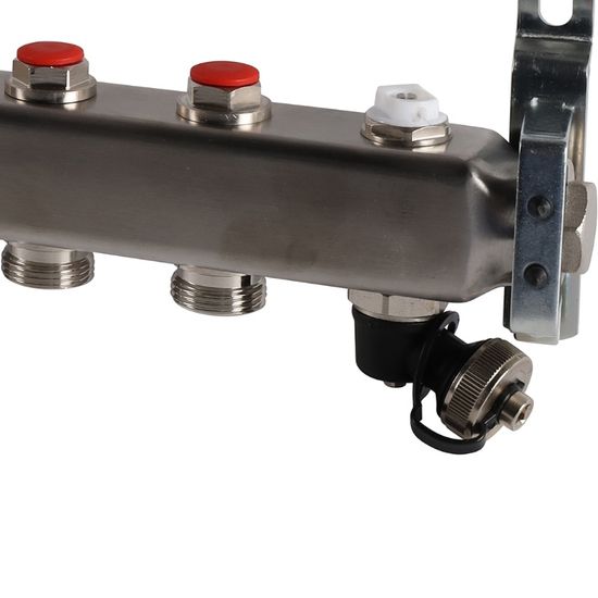 Коллектор Rommer 1"x3/4" на 9 контуров с запорными клапанами (нерж. сталь) RMS-3201-000009