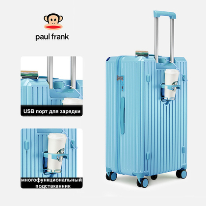 Чемодан Paul Frank "Long Way" | 5 Wheels+USB+Cup holder (Glacial Blue)