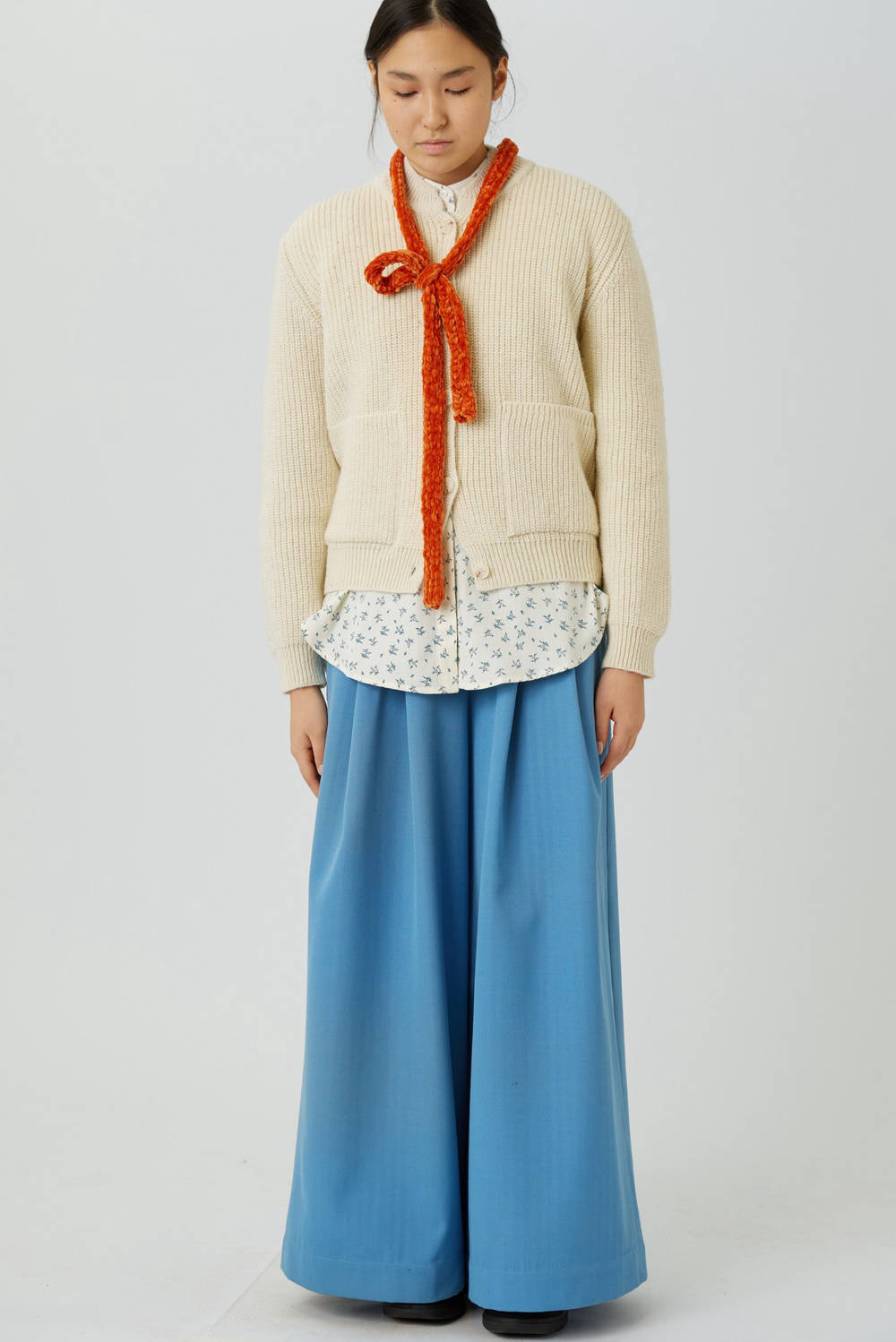 Шарфик из плюшевой пряжи терракотовый