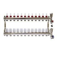 Коллекторная группа 1" евроконус 3/4" на 12 выходов с расходомерами Altstream