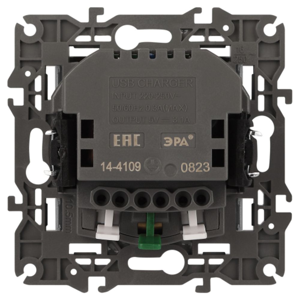 Розетка ЭРА Elegance 14-4109-03 2P+E 16A-250В штор. с 2xUSB 5В-3А алюминий