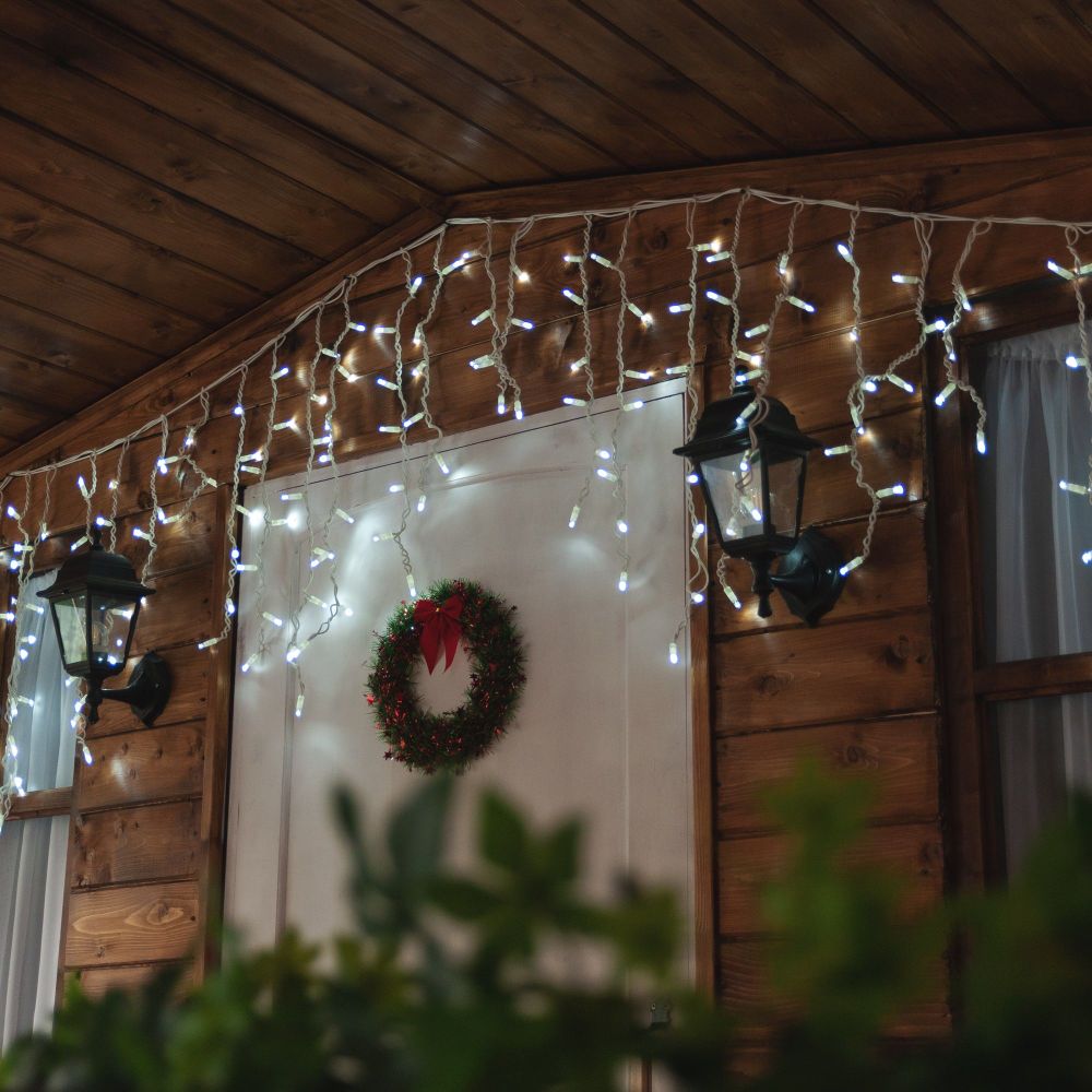 ULD-B3010-200-SWK WHITE IP67 Бахрома светодиодная со статическим свечением. 3м. Соединяемая. 200 светодиодов. Белый свет. Провод белый. TM Uniel.