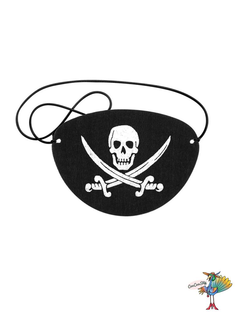 пиратская накладка на глаз черная Череп с кинжалами, фетр 8,0х6,0 см