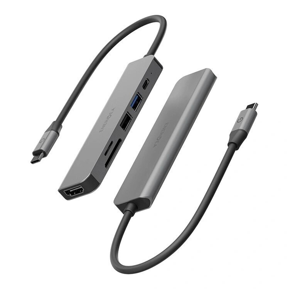 Разветвитель (Хаб) EnergEA AluHUB HD PRO2 6-in-1 Superspeed Aluminium USB-C 60W, Gunmetal (HUB-HD3-GUN)