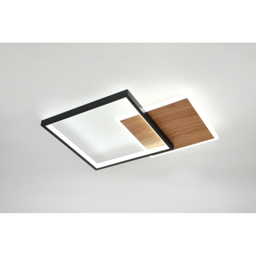 Светильник потолочный светодиодный ЭРА Модерн Ferre CLL-1-60-RC BK+Wood с ДУ 60W 3000-6500К черный/дерево | Светильники SPB-6 с ДУ