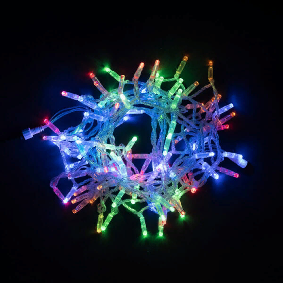 Светодиодная гирлянда с колпачком 100 разноцветных LED ламп 10 м., 24В., прозрачный провод ПВХ, IP65, LTC (PST100CAP-10-1M)