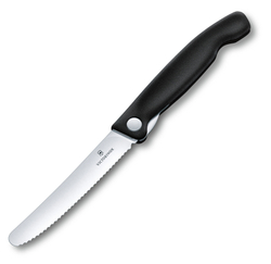 Нож для овощей SwissClassic чёрный складной 11 см с волнистой заточкой VICTORINOX 6.7833.FB
