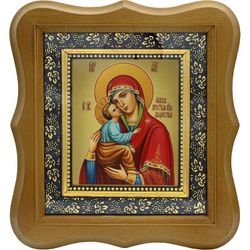 Акафистная икона Божьей Матери на холсте.