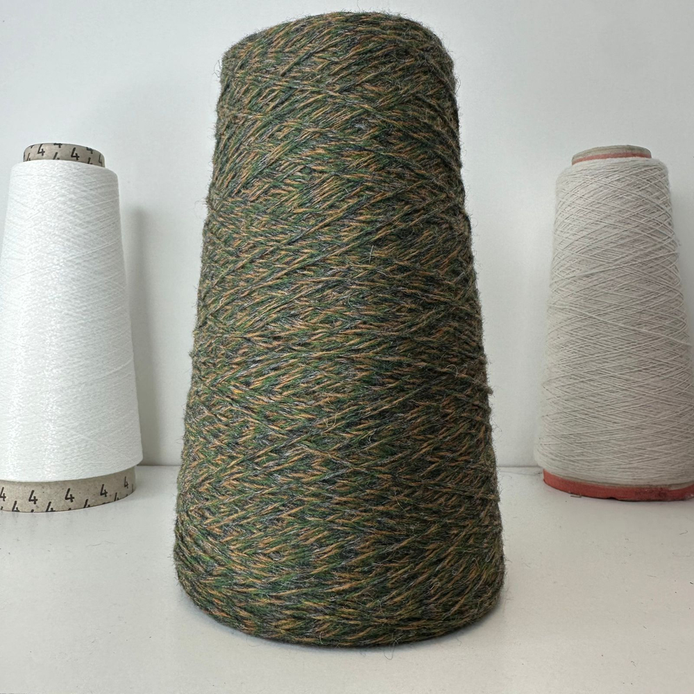 ECO ALPACA - Royal Collection; 70% альпака 30% п/а; ~500м/100гр; col.60144, цвет: зелено-серо-горчичный меланж