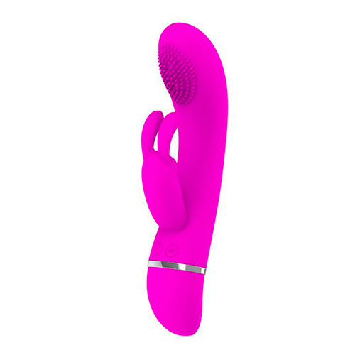 Лиловый вибратор с волновым эффектом и стимулятором клитора 18,9см Pretty Love Christ BI-014320