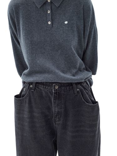 Серая трикотажная футболка-поло