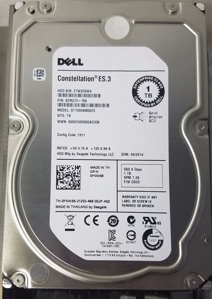 Жесткий диск Seagate 1TB Constellation ES.3 SATA3 128Mb 7.2k LFF 3.5 ST1000NM0023