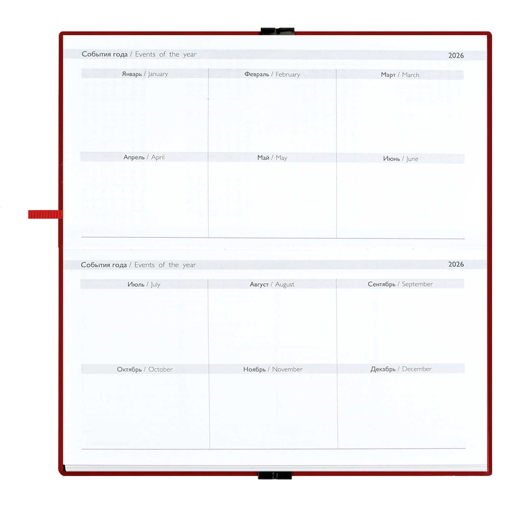 Еженедельник датированный 2026 ESCALADA, 175х95 мм, 64 л., арт. 70394/ 40 ТИВОЛИ ГЛОСС КРАСНЫЙ (кожзам: мягкий переплёт, материал обложки: искусственная кожа "Тиволи глосс"; декор: блинтовое тиснение; способ крепления блока: ниткошвейный; вн. блок: 6