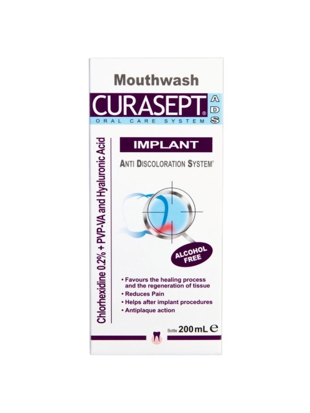 CURASEPT ADS IMPLANT MOUTHWASH Ополаскиватель для имплантов хлоргексидин  диглюконат 0,20% , 200 мл – купить за 1 365 ₽ | Shvabra24 - товары для дома  и красоты