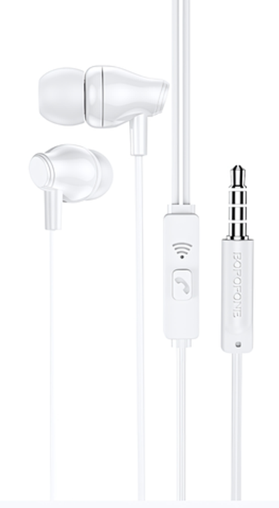 Гарнитура Borofone M61, вакуумные, разъем Jack, кабель 1.2 м White