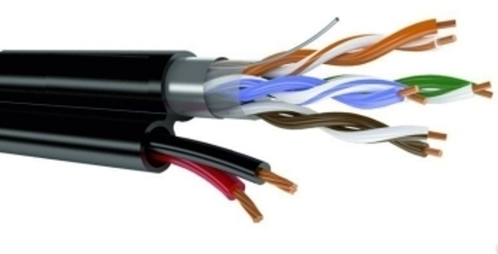 Кабель UTP 5e с питанием, 4x2x0.5 мм + 2х0.75мм, 24AWG медь, внешний, 305 м/бухта