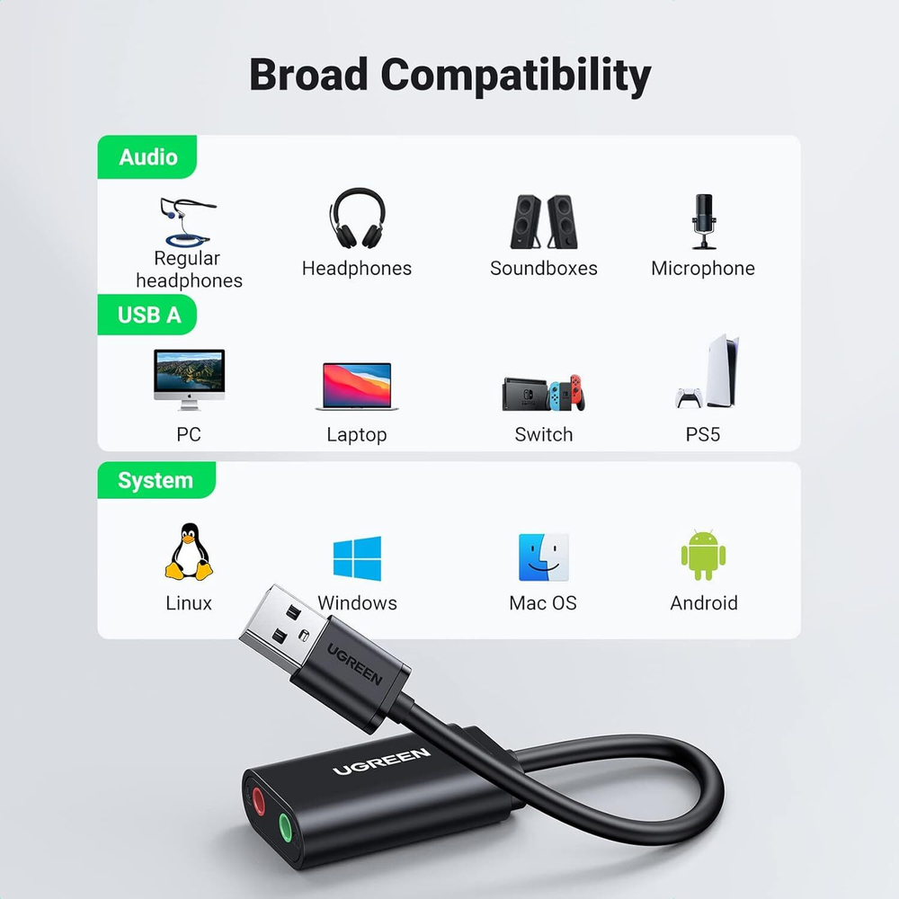 Конвертер USB 2.0 на Audio UGREEN 30724