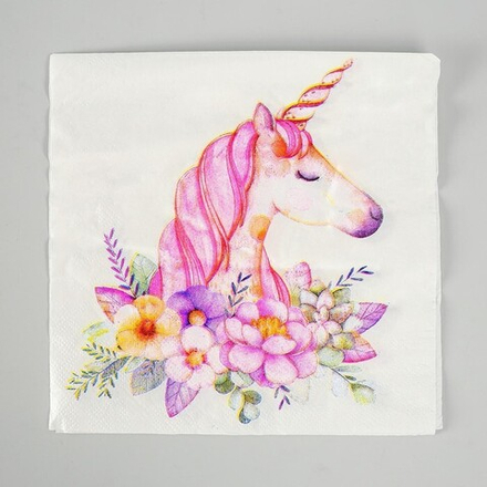 Салфетки бумажные  Прекрасный единорог 20 шт 33 на 33 см.