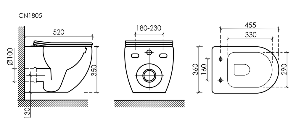 Подвесной унитаз Mia Rimless