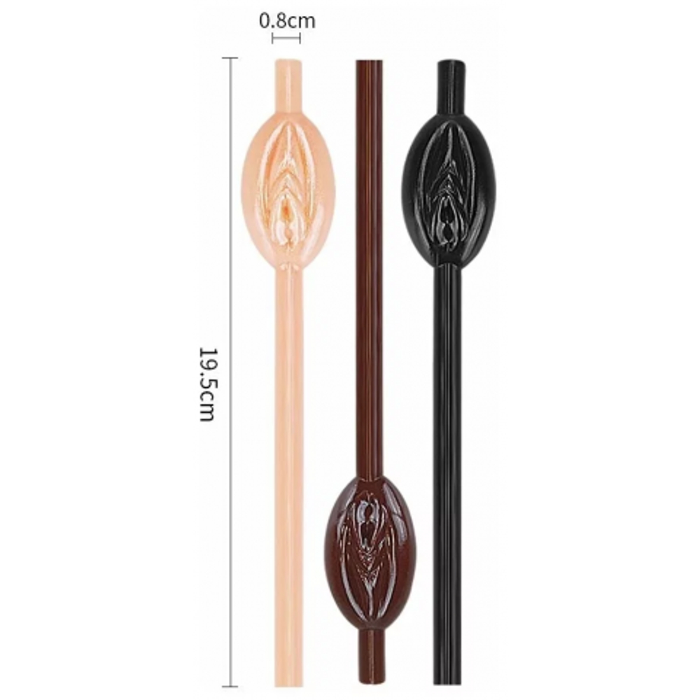 Трубочки для коктейлей в виде вагины бежевые (9 шт.)