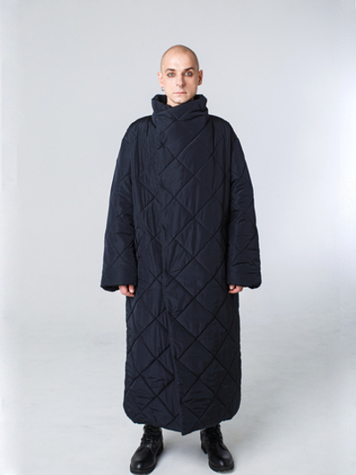 Пальто-одеяло унисекс с воротником "Кутанка". Черное