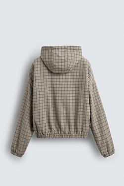 ZARA КУРТКА СВОБОДНОГО КРОЯ В КЛЕТКУ, БЕЖЕВЫЙ