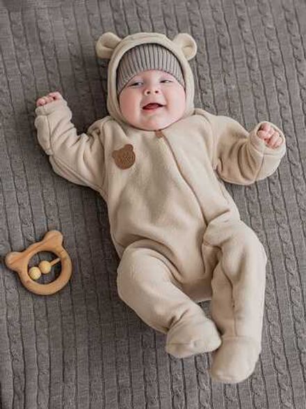 Комбинезон флисовый с закрытой ножкой "Беж" 0+