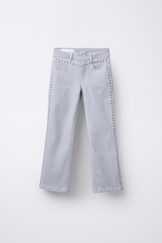 ZARA ДЖИНСЫ FLARE С ЗАКЛЕПКАМИ, СЕРЫЙ