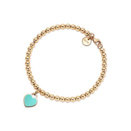 Браслет Tiffany & Co. Mini Heart Tag Bead в желтом золоте