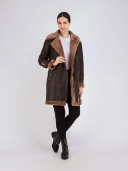 Дубленка натуральная авиатор длинная Турция