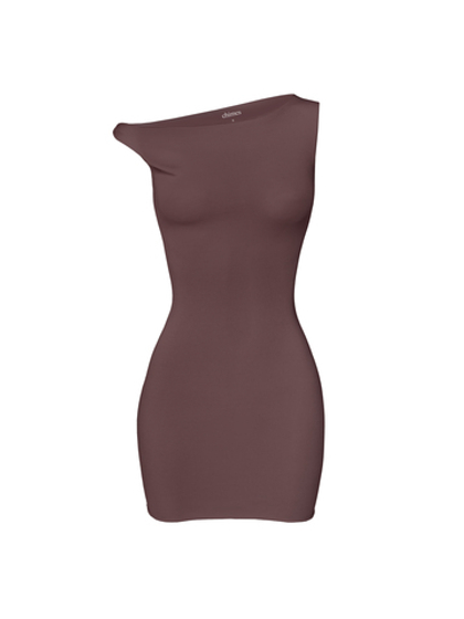 chocolate asymmetric dress