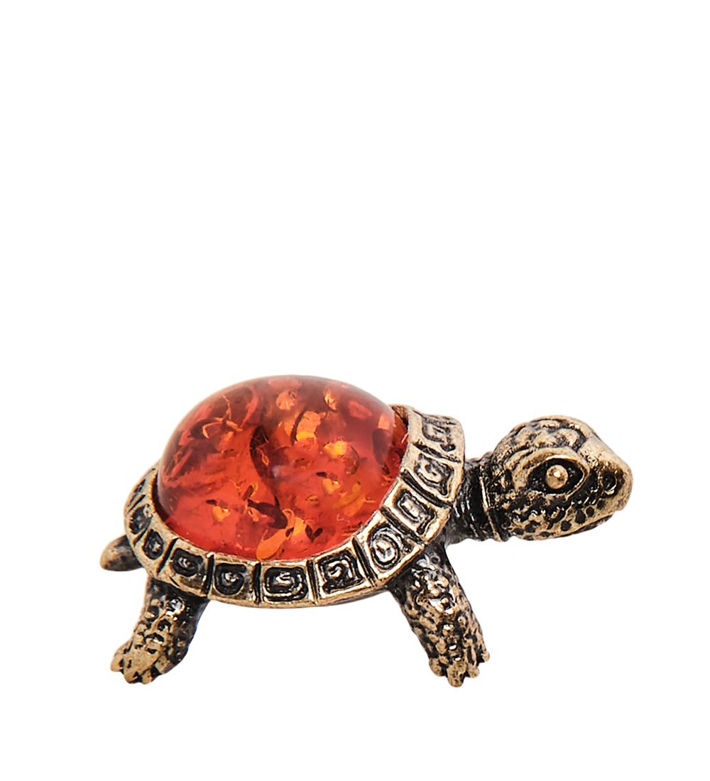 AM-3227 Фигурка «Черепаха Нано» (латунь, янтарь)