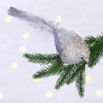 Украшение новогоднее «Изящная птица» 6*8 см, Серебро