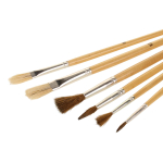 Набор кистей 6шт, Пони №2,4,6,10, Щетина №8,12, круглые, дерев.ручка,пакет с подв. (Комплект 10шт.)
