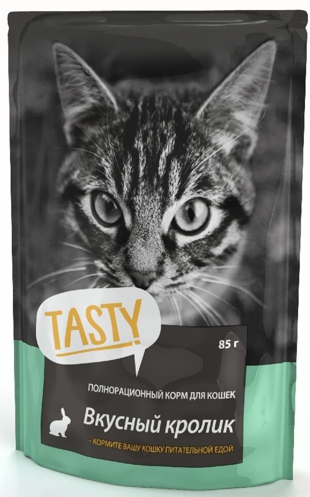 TASTY 85г пауч для кошек с кроликом в желе 4+1 TASTY 85г пауч для кошек с кроликом в желе 4+1