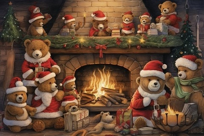 ПЛЮШЕВЫЕ МИШКИ фон неопреновый