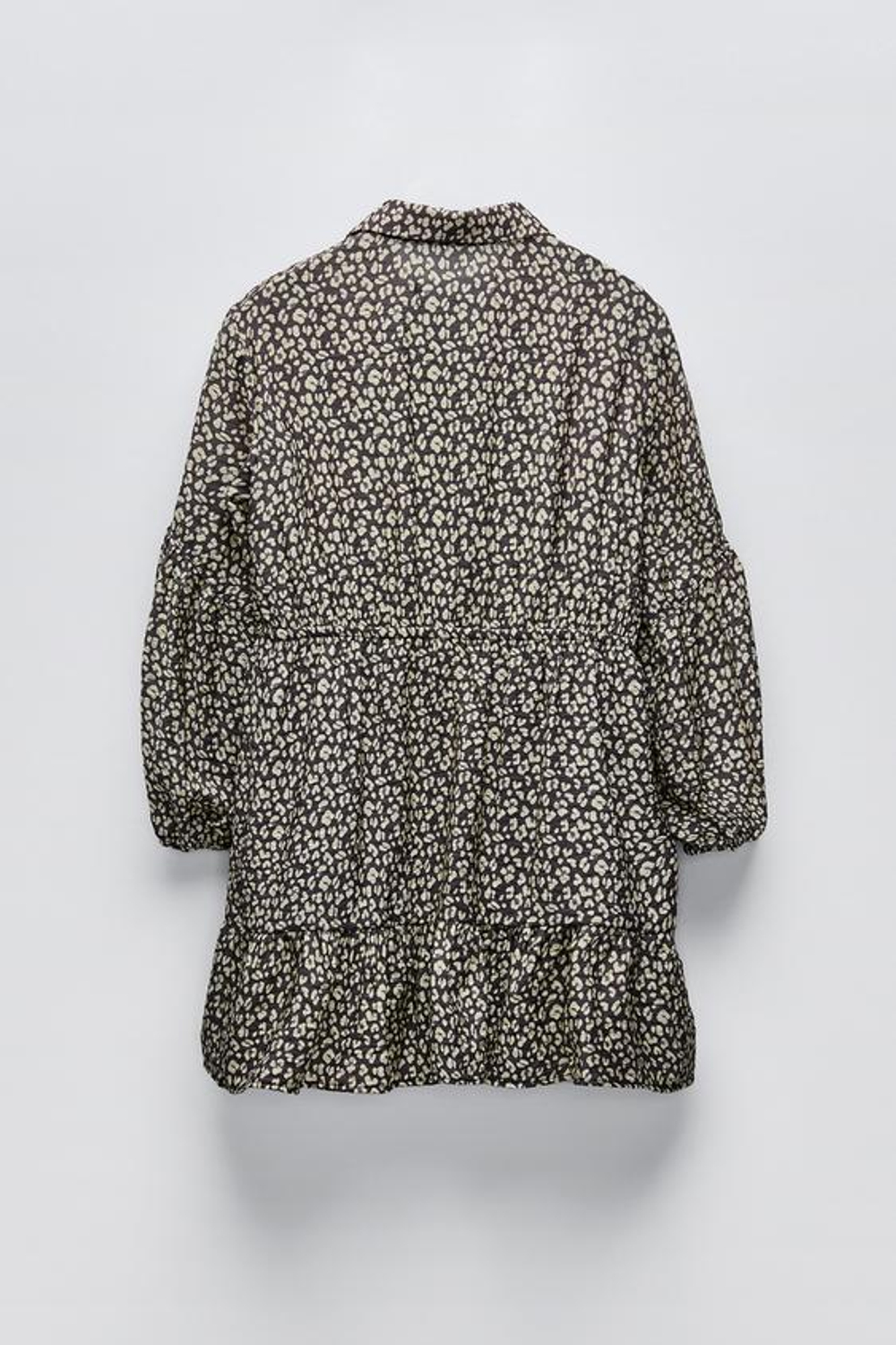 ZARA ПЛАТЬЕ-РУБАШКА С ЛЕОПАРДОВЫМ ПРИНТОМ, АНТРАЦИТОВО-СЕРЫЙ