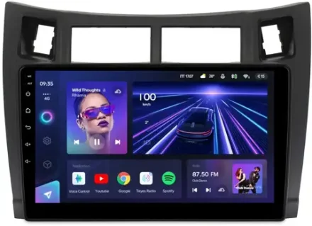 Магнитола для Toyota Vitz 2, Yaris 2 2005-2011 (рамка черная) - Teyes CC3L на Android 10, 8-ядер, CarPlay, 4G SIM-слот