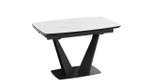 Стол кухонный обеденный раздвижной Черный муар/Керамика матовая белый мрамор 130(190)х80х76 см