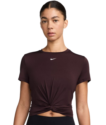 Женская теннисная футболка Nike One Classic Dri-Fit Twist Short Sleeve - burgundy crush/white
