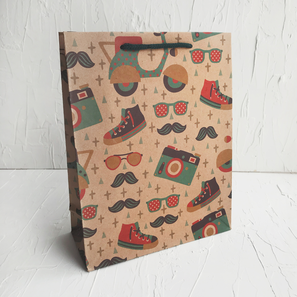 Крафт пакет "Мужской стиль", 19х24х8 см