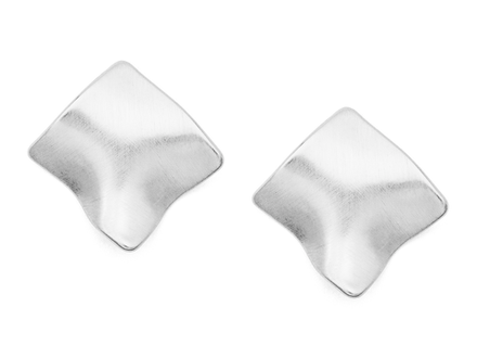 Серьги-гвоздики "Сатин. Мятый ромб" 28мм (уценка)