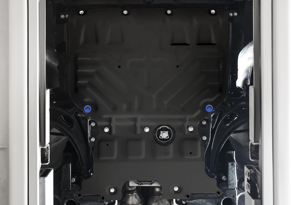 Защита картера и КПП Rival для Volkswagen Teramont (V - 2.0; 3.6) 2017-2020 2021-н.в., сталь 1.8 мм, 2 части , с крепежом, штампованная, 111.5861.2